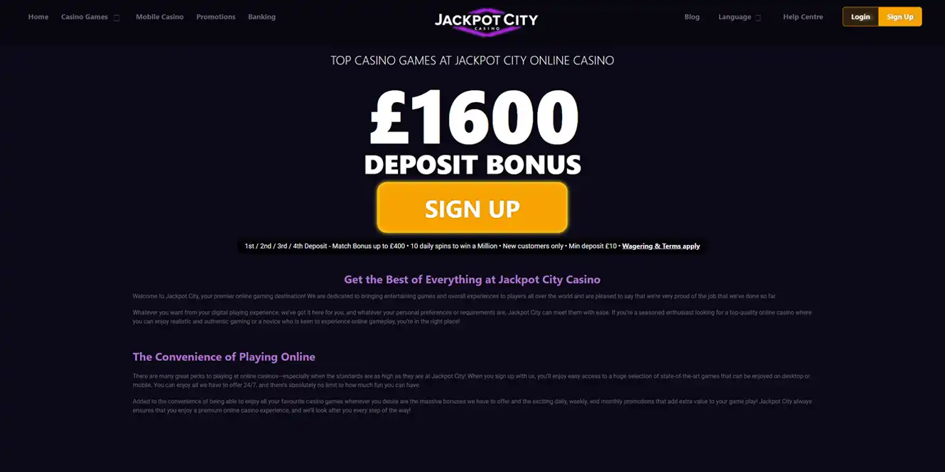 jackpot city casino home